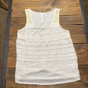 LC Lauren Conrad Cream Sleeveless Tank Top with Textured Layers